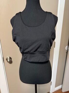 RBX Black Scoop Neck Crop Sports Bra Top